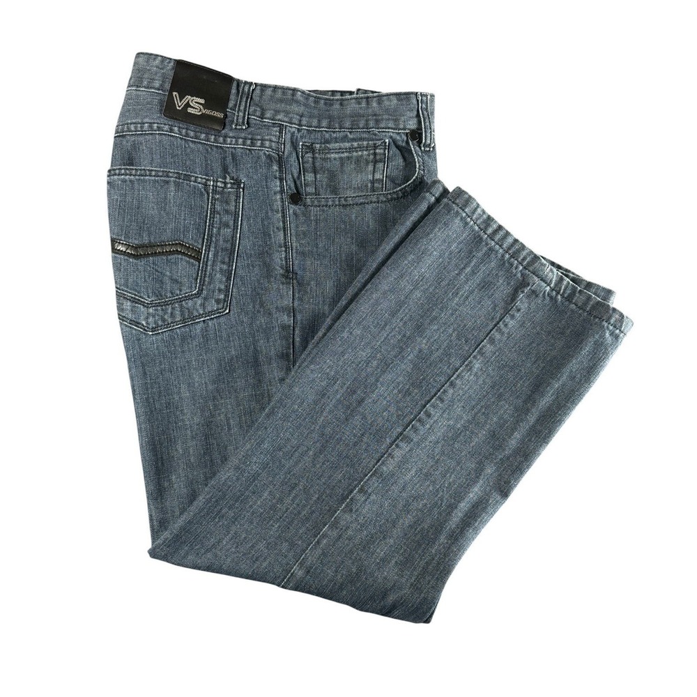 VIGOSS Jeans Mens 36x32 Straight Fit Blue Denim Cotton 5 Pocket MP 453A Y2K
